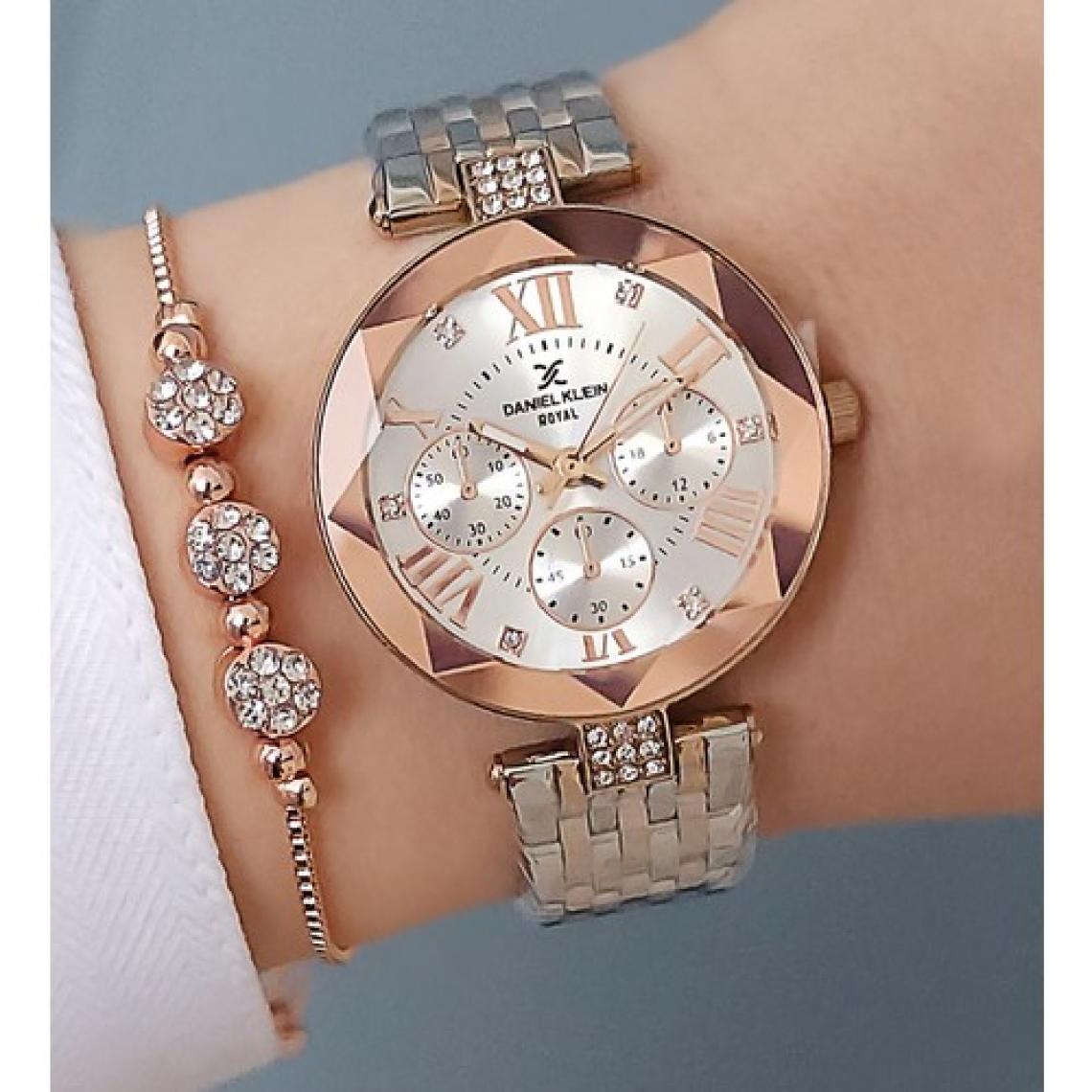Daniel Klein Yeni Model Kesme Camlı Çelik Bilezik Rose/metalik Kadın Kol Saati - Zirkon Taşlı Bileklik Hediyeli