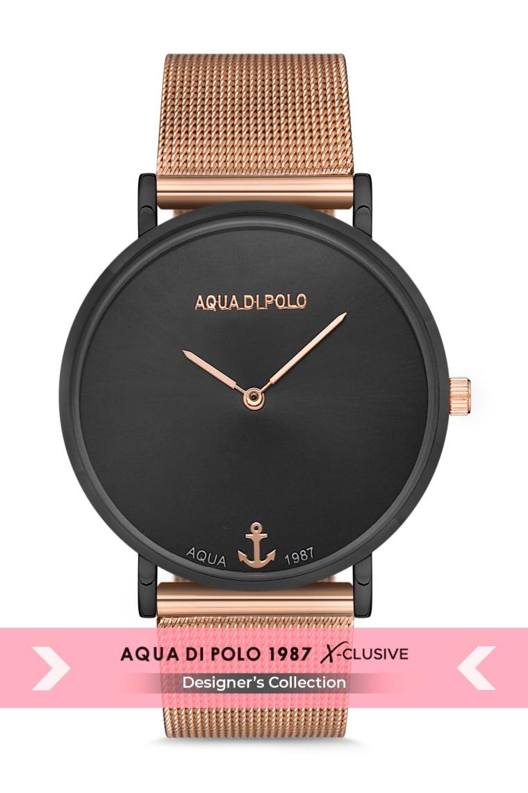 Aqua Di Polo 1987 Kadın Rose Gold-Siyah Hasır Kordonlu Analog Kol Saati APL99B5219H02