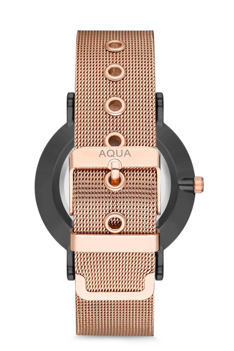 Aqua Di Polo 1987 Kadın Rose Gold-Siyah Hasır Kordonlu Analog Kol Saati APL99B5219H02