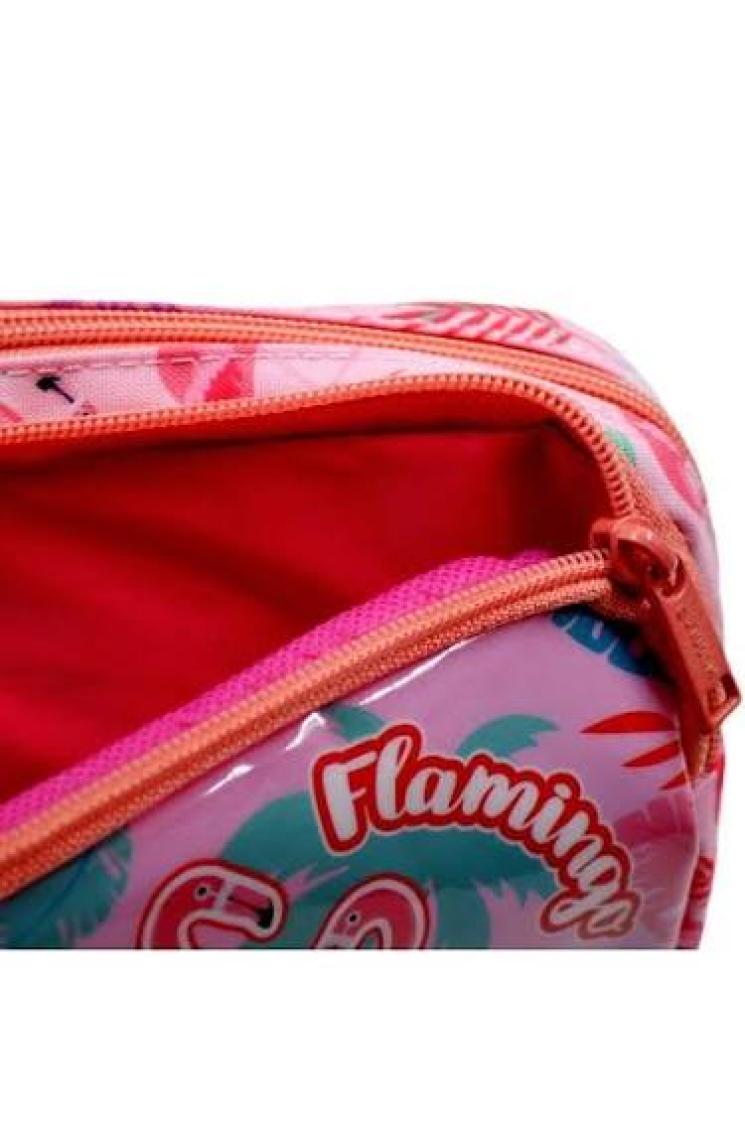 Muggle Flamingo Pembe 2 Gözlü Kalemlik Çantası (MU-7273)