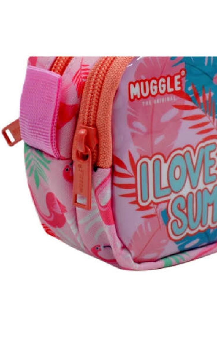 Muggle Flamingo Pembe 2 Gözlü Kalemlik Çantası (MU-7273)