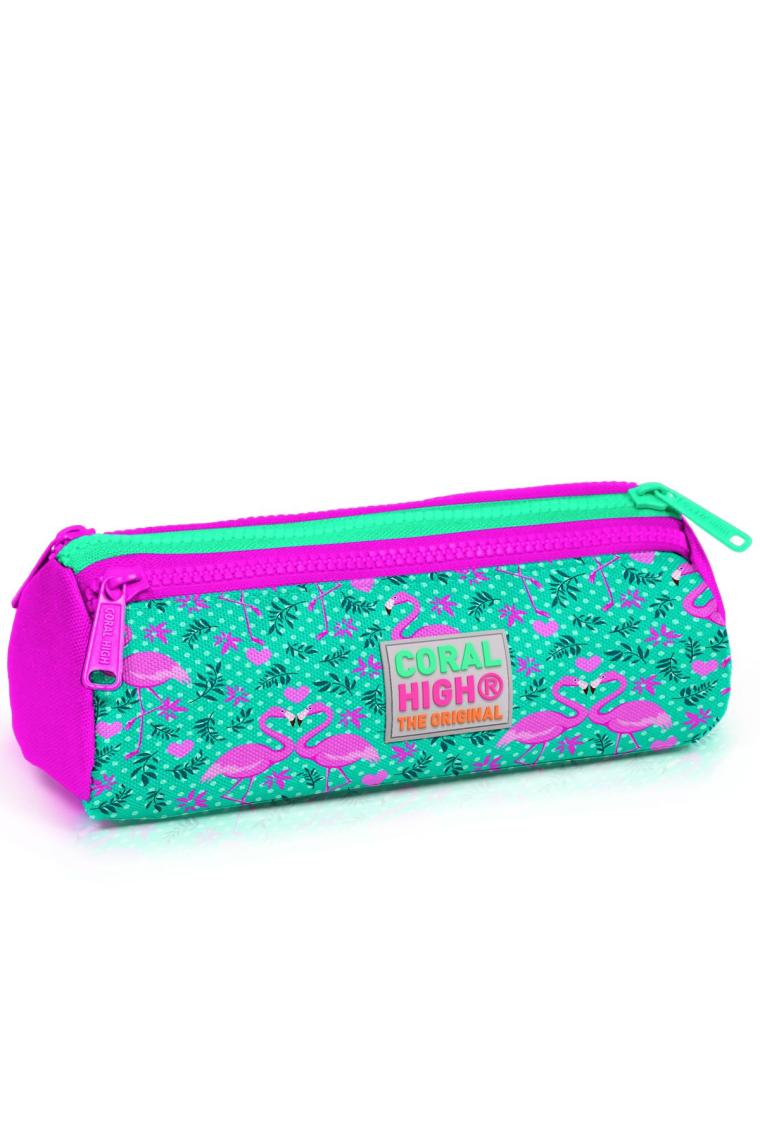 Coral High Kids Yeşil Pembe Üç Bölmeli Kalem Çantası 22012