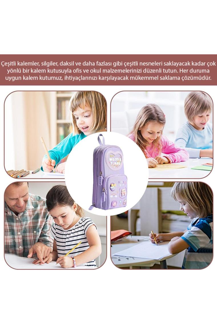 Ally Kawaii Büyük Kapasiteli Tuval Kalem Çantası Kızlar Için Kılıf Tutucu Kutusu
