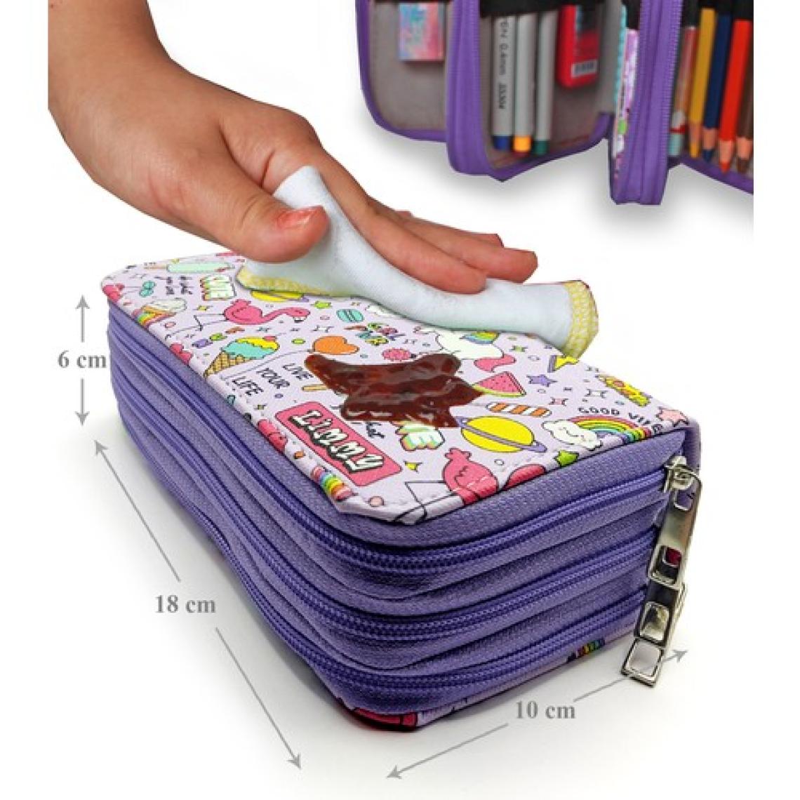 Limmy Unicorn Flamingo Kawai Organizer Üç Bölmeli Kalemlik - Mor
