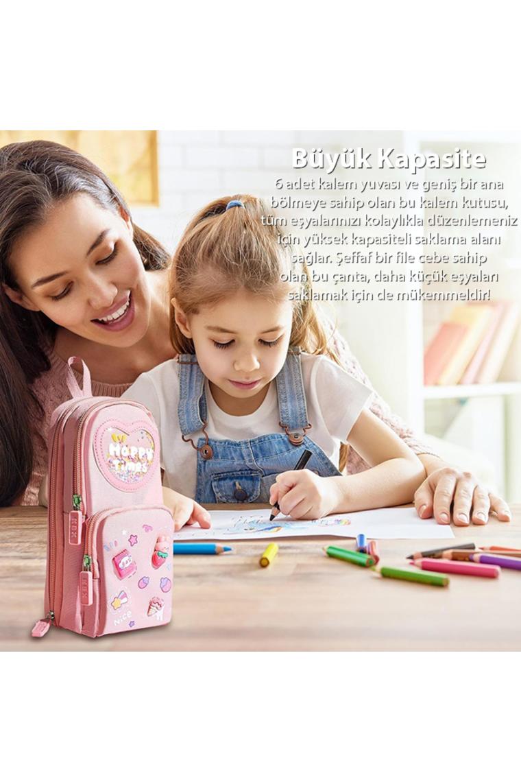 Ally Kawaii Büyük Kapasiteli Tuval Kalem Çantası Kızlar Için Kılıf Tutucu Kutusu