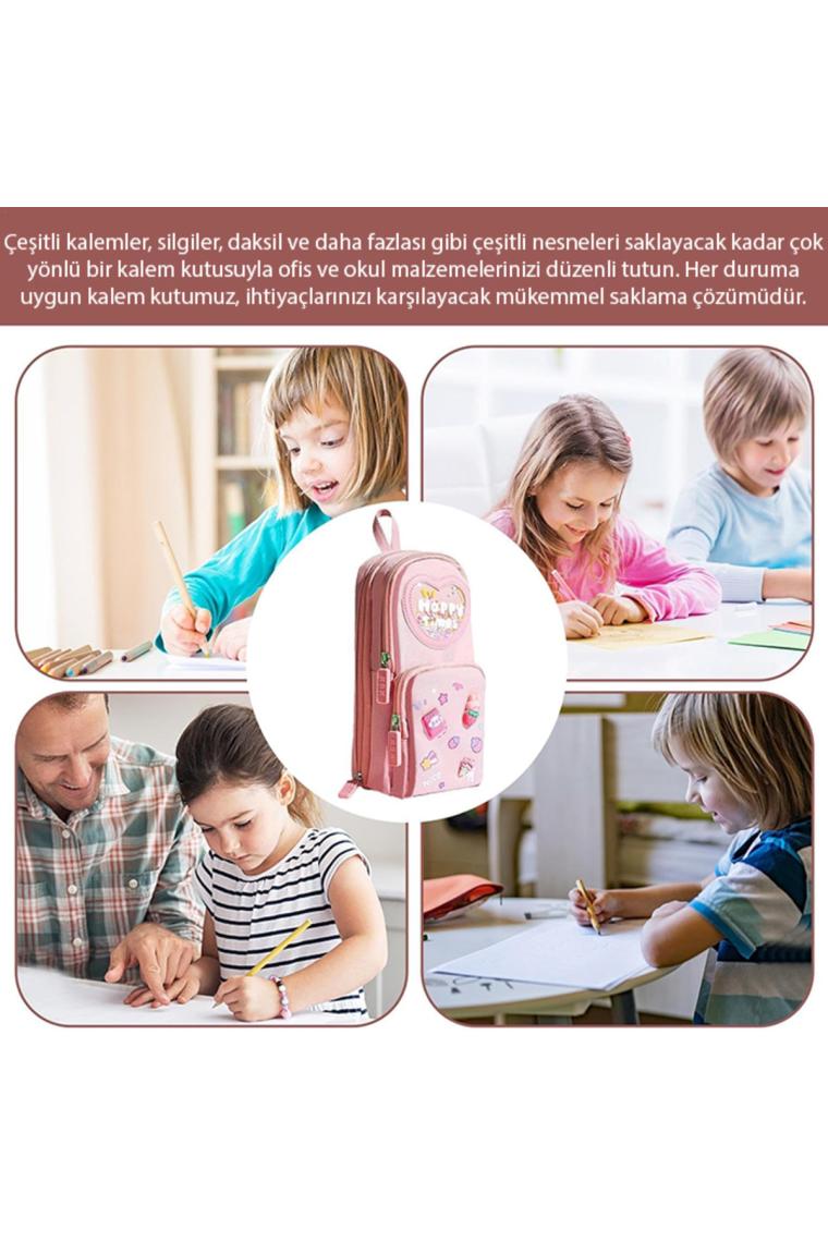 Ally Kawaii Büyük Kapasiteli Tuval Kalem Çantası Kızlar Için Kılıf Tutucu Kutusu