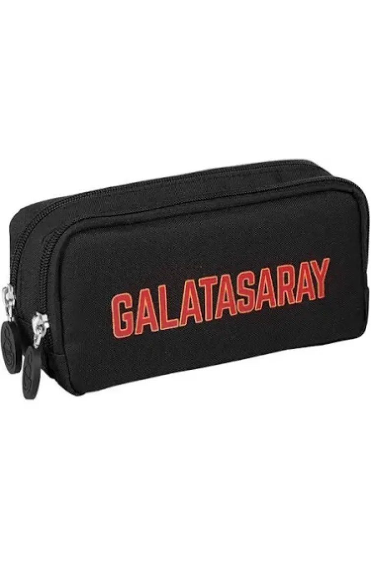 Galatasaray Lisanslı Kırmızı Yazı Baskılı Kalem Çantası 24525 Kalemlik Siyah