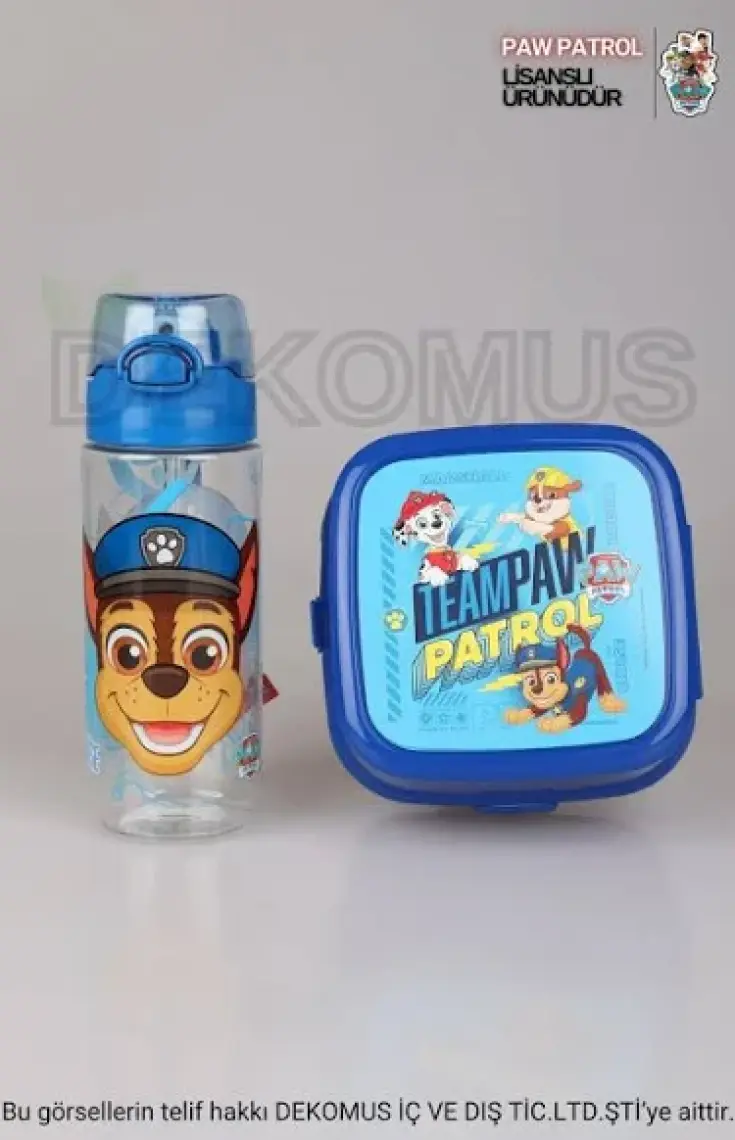 Paw Patrol Dekomus Lisanslı Paw Patrol Trıtan Matara 500 ml ve Çift Katlı Beslenme Kabı Seti