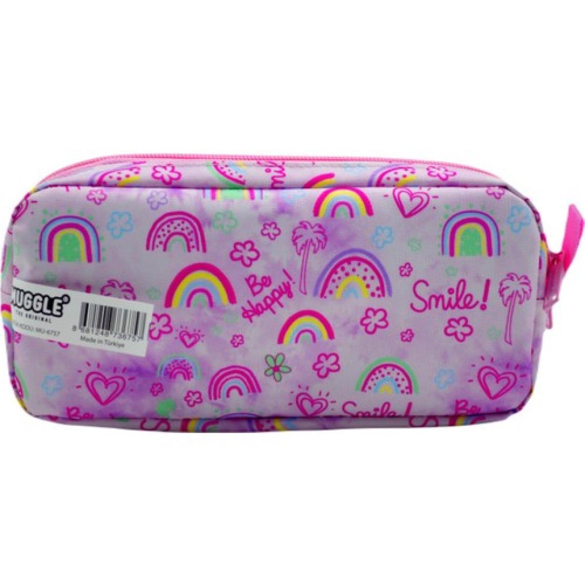 Muggle Soft Rainbow Pembe 2 Gözlü Kalemlik Çantası (MU-6757)