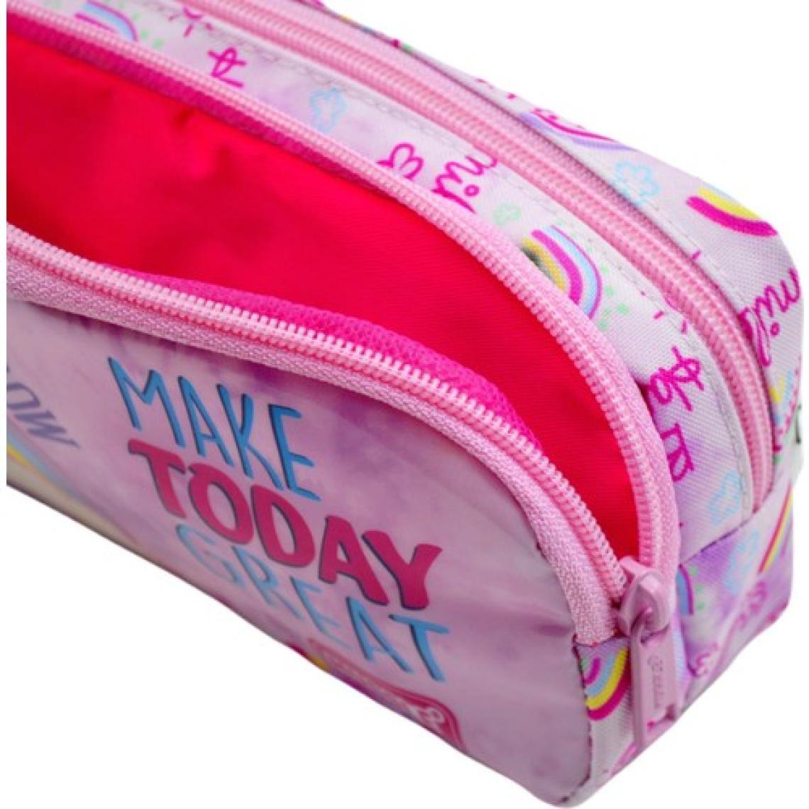 Muggle Soft Rainbow Pembe 2 Gözlü Kalemlik Çantası (MU-6757)