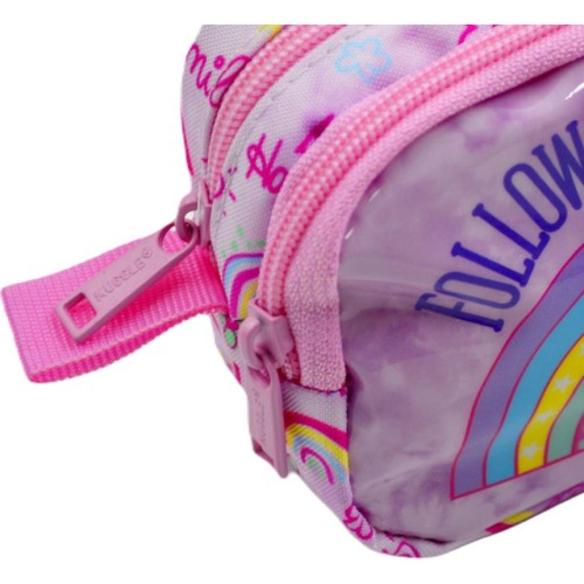 Muggle Soft Rainbow Pembe 2 Gözlü Kalemlik Çantası (MU-6757)