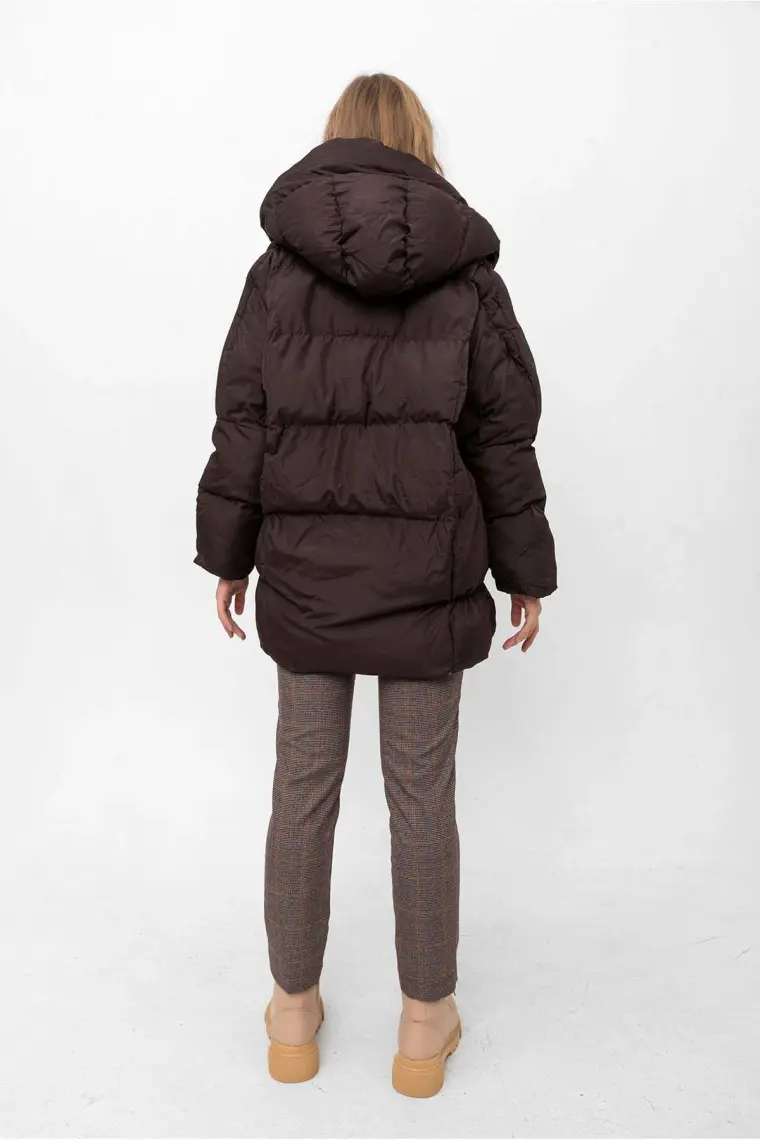 Pastelastore Kadın Kapüşonlu Cepli Oversize Yarasa Şişme Mont 2107