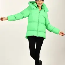 Rodi Oversize Kapüşonlu Düz Uzun Kollu Kadın Şişme Mont RD23KB020584