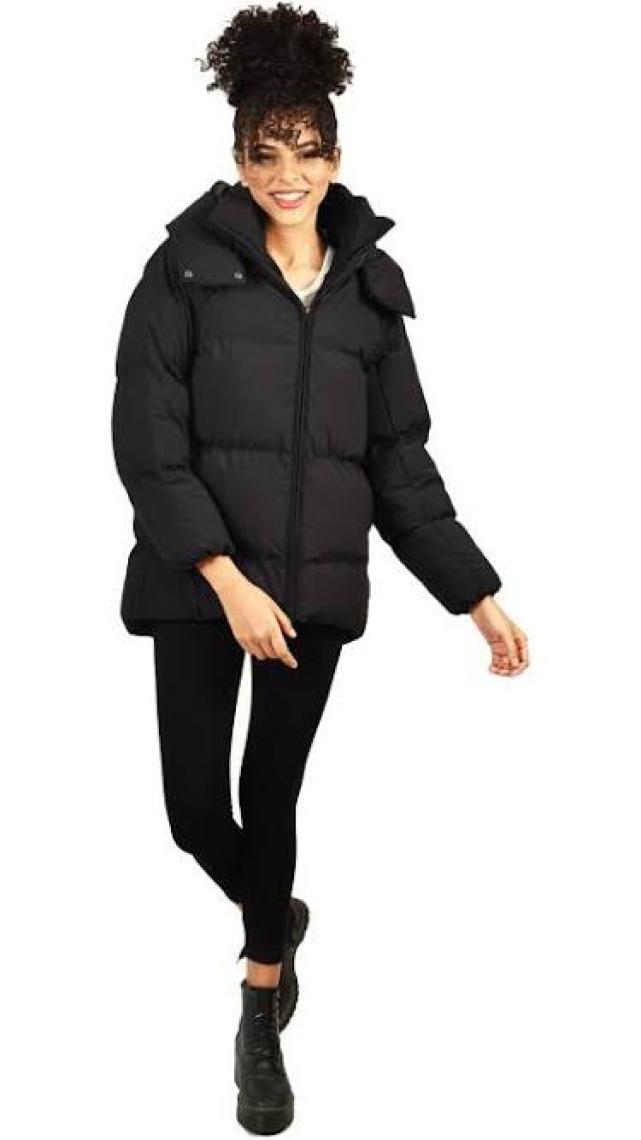 Rodi Oversize Kapüşonlu Düz Uzun Kollu Kadın Şişme Mont RD23KB020584