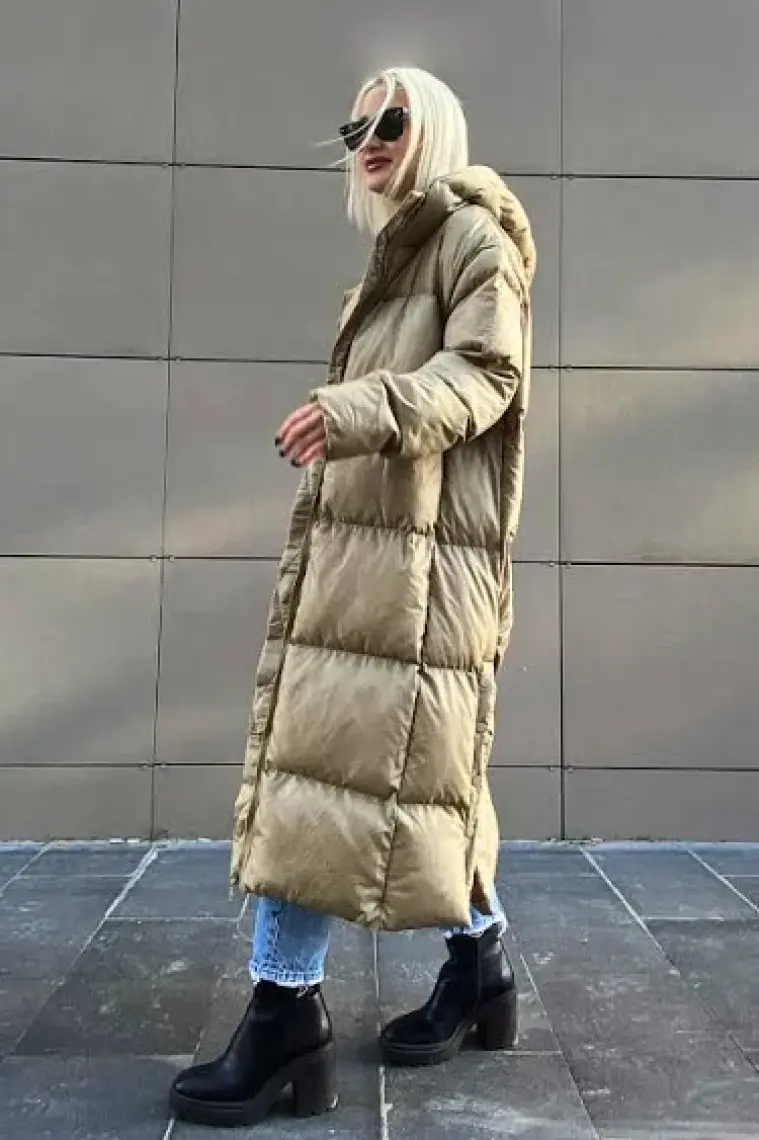 Madmext Mad Girls Haki Uzun Şişme Mont MG1303