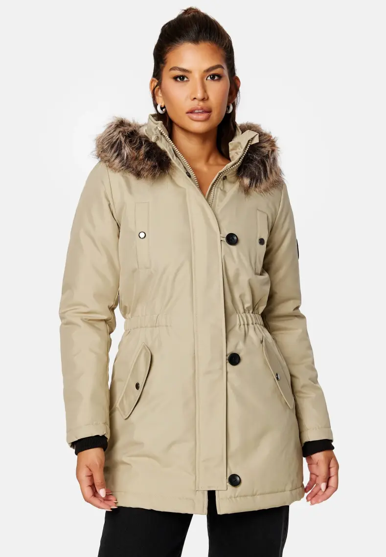 Only Kadın Kapüşonlu Uzun Mont Parka 15213755