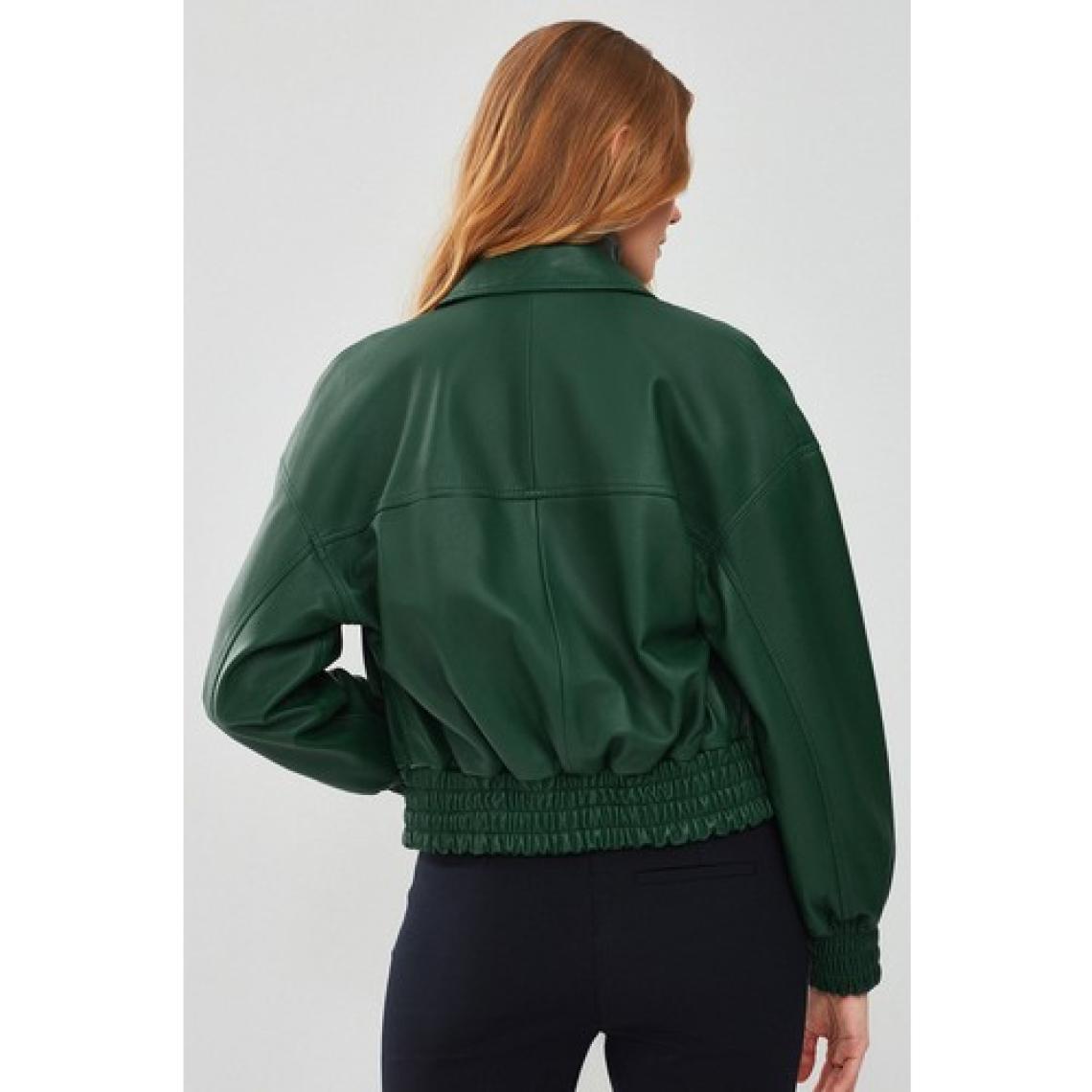 Chloe Kadın Yeşil Oversize Kısa Deri Mont 23WGD5061FT