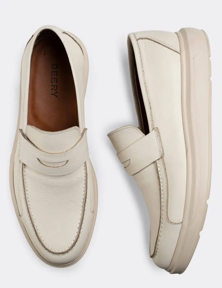Deery Deri Bej Rengi Comfort Erkek Loafer