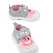 Yazlık Keten Kız Bebe Happy Birds Cırtlı Ayarlanabilir Ayakkabı