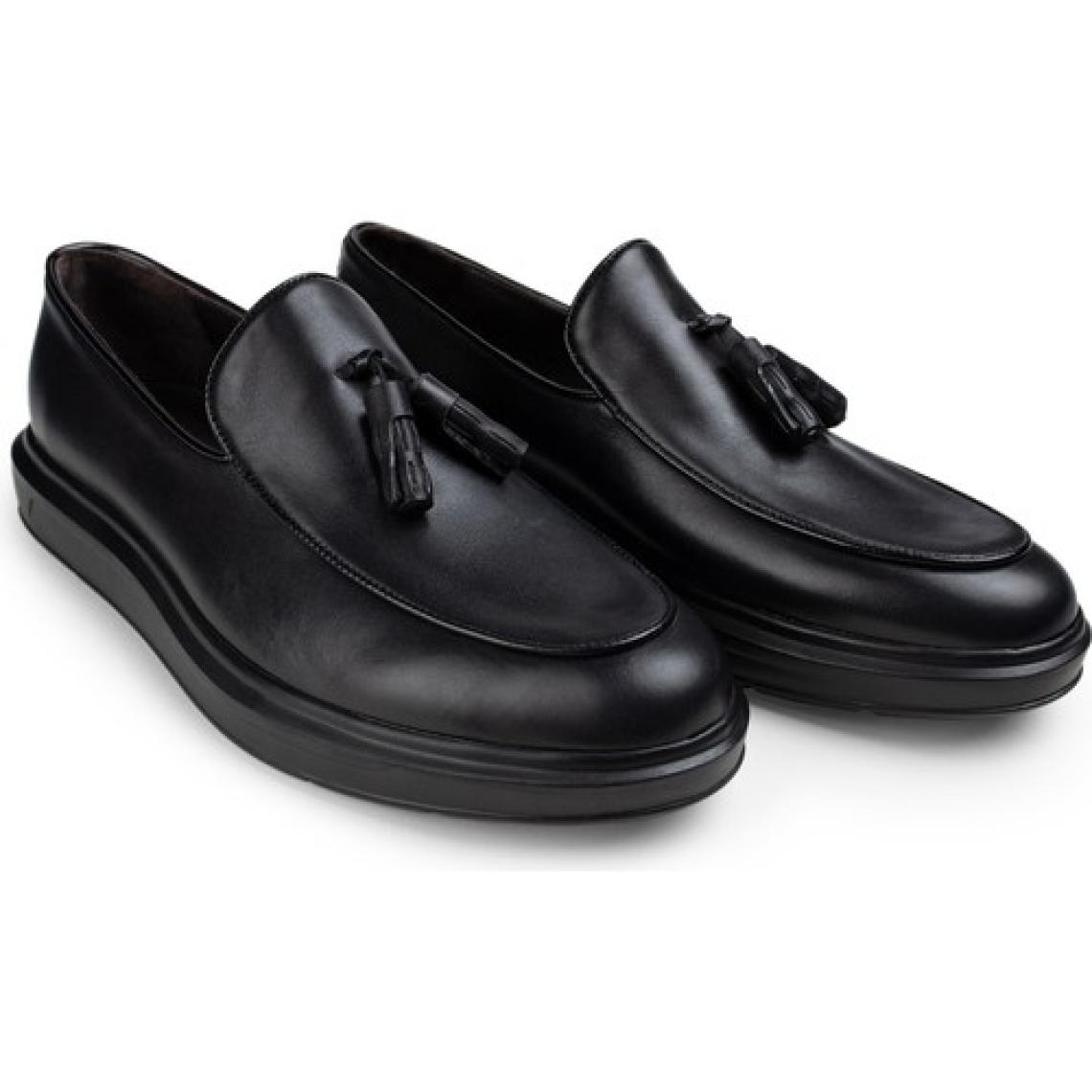 Deery Hakiki Deri Siyah Püsküllü Comfort Erkek Loafer