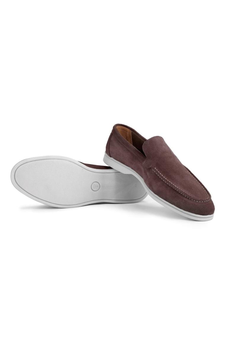 Facile Süet Hakiki Deri Erkek Günlük Ayakkabı Loafer Ayakkabı Kahverengi