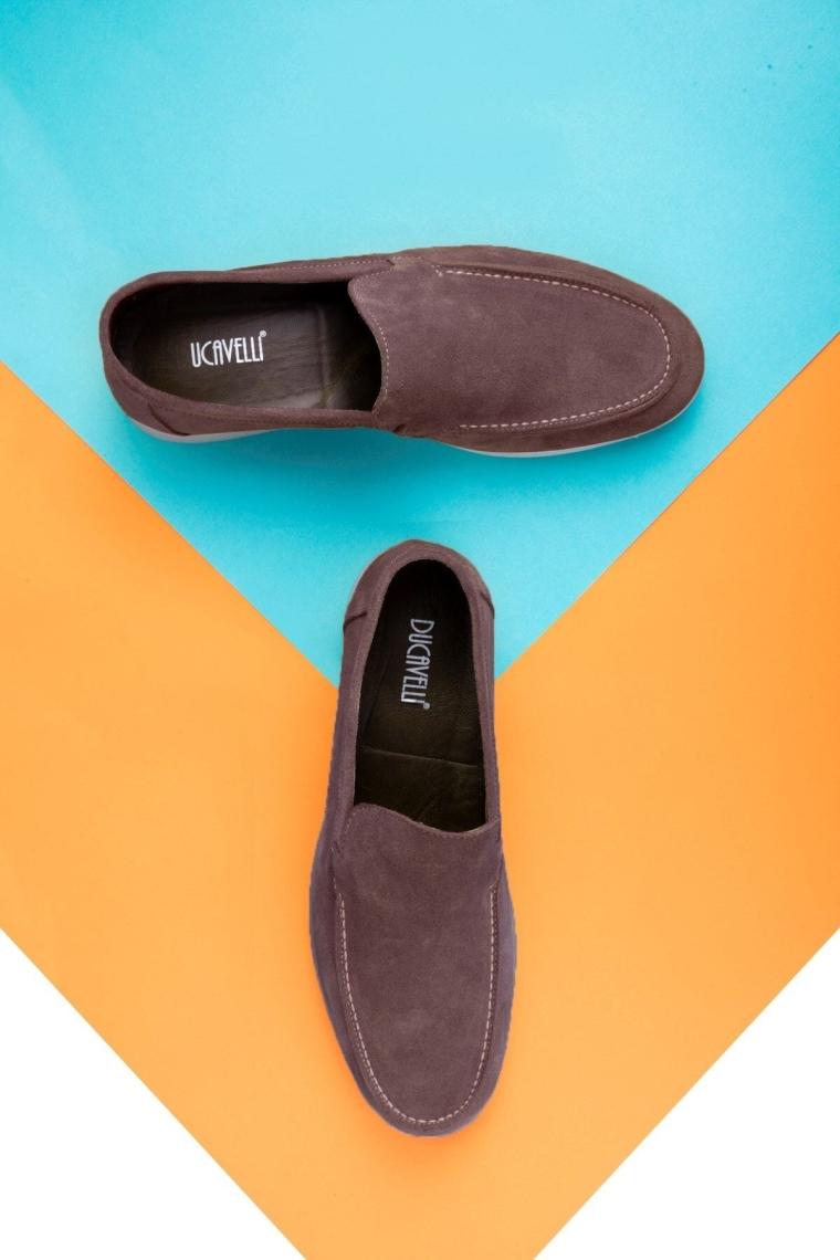 Facile Süet Hakiki Deri Erkek Günlük Ayakkabı Loafer Ayakkabı Kahverengi