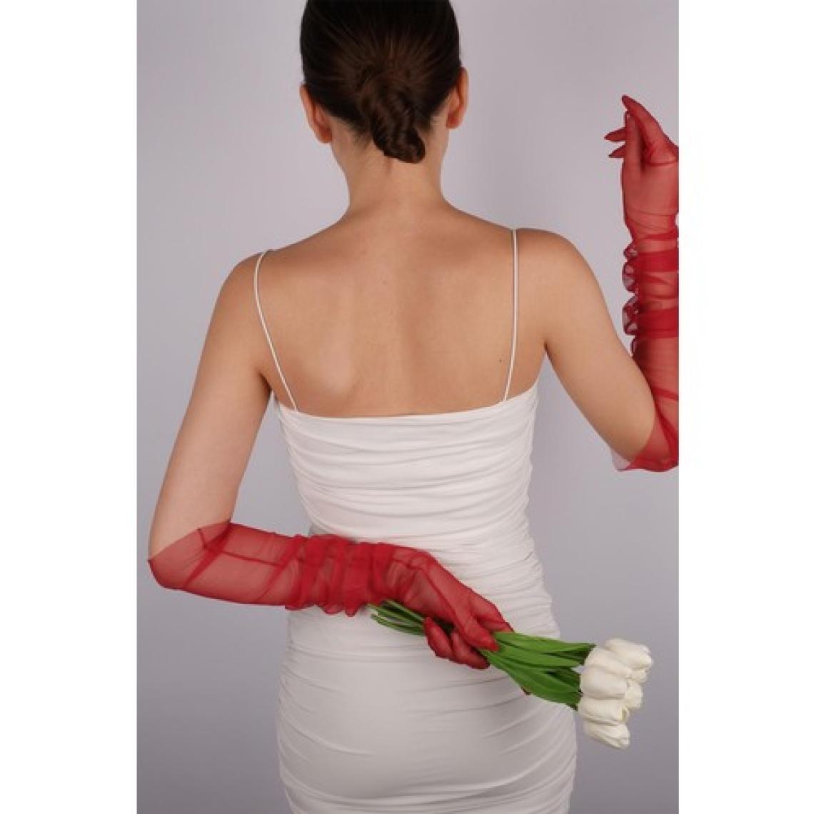 Hayalperest Boncuk Kırmızı Uzun Şık Gelin Eldiveni Tül Eldiven Nikah/düğün/parti/kostüm Eldiveni
