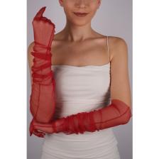 Hayalperest Boncuk Kırmızı Uzun Şık Gelin Eldiveni Tül Eldiven Nikah/düğün/parti/kostüm Eldiveni