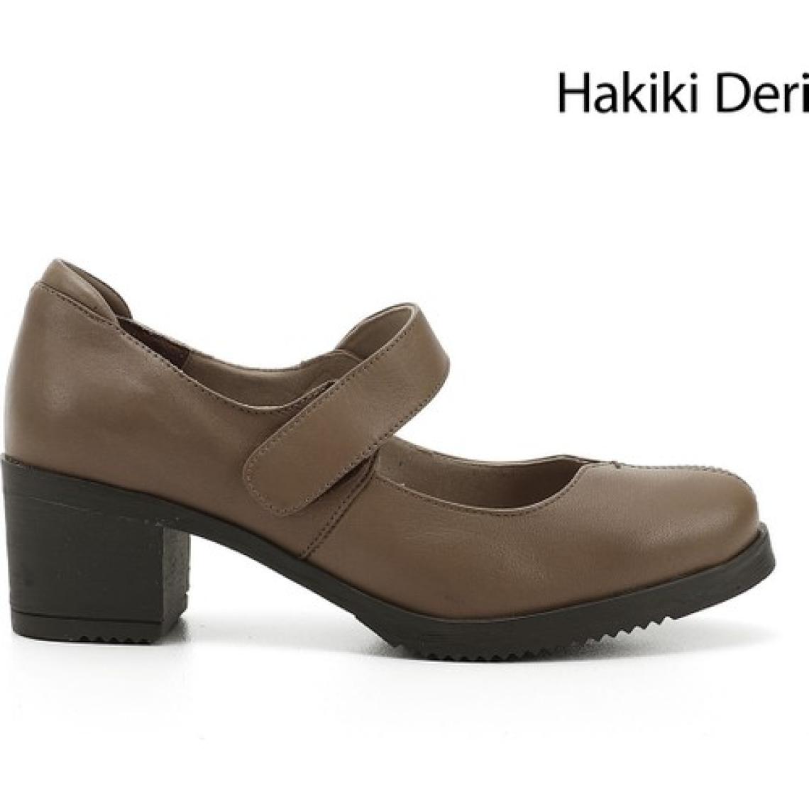 Kadın Vizon Kalın Topuklu Mary Jane Hakiki Deri Ayakkabı