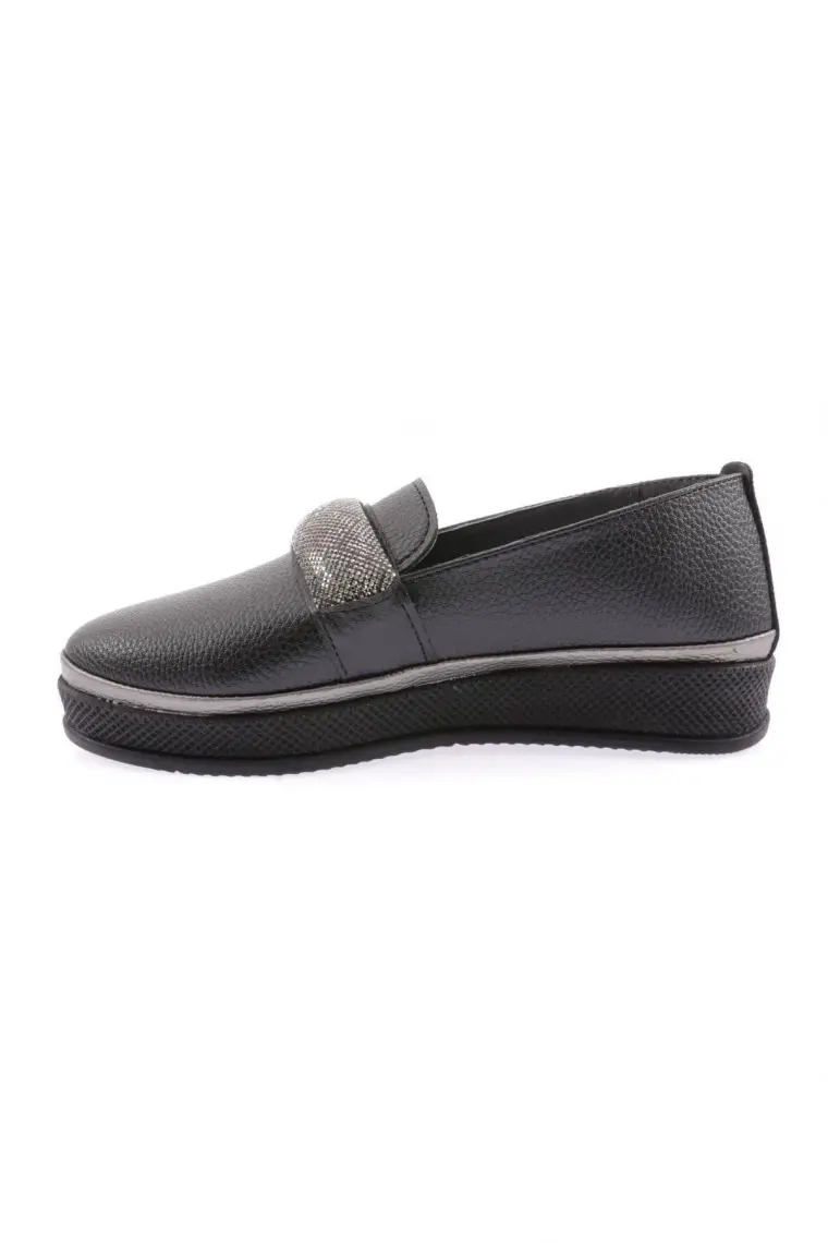DGN 307 Kadin Kalin Taban Silver Taş Bantli Comfort Ayakkabi
