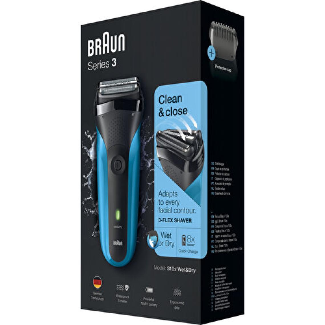 Braun Series 3 310s Şarj Edilebilir Islak Ve Kuru Elektrikli Tıraş Makinesi, Mavi