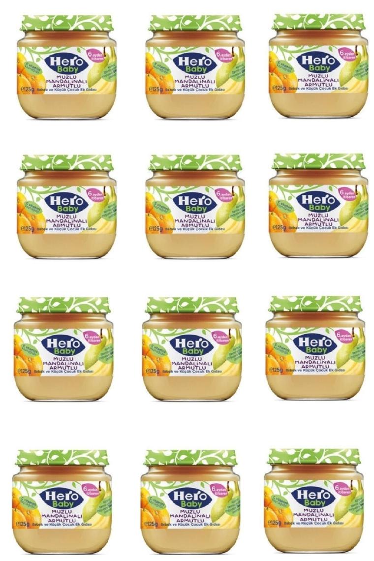Muz Mandalina Armut Püreli Kavanoz Mama 125 Gr X 12 Adet