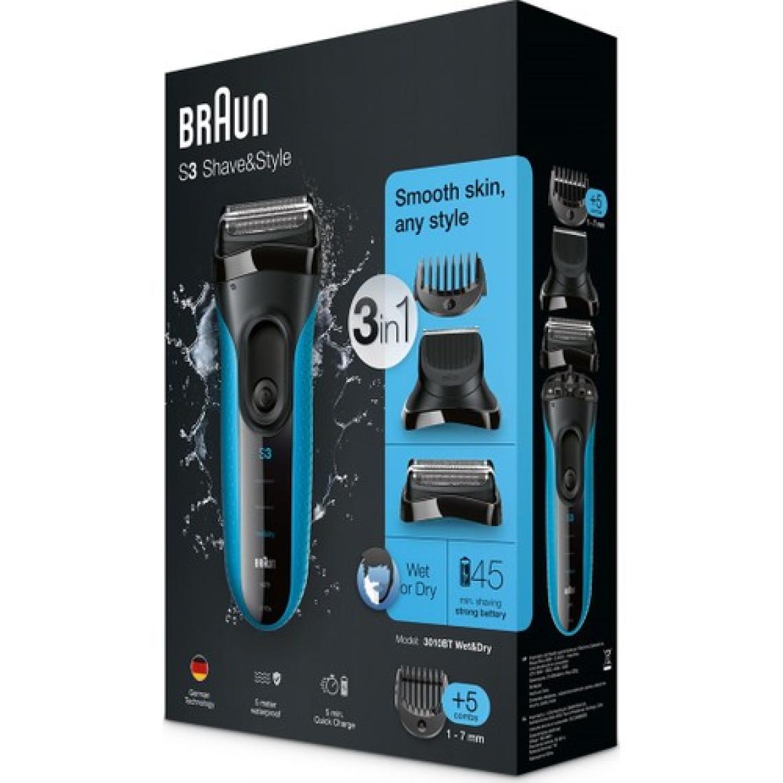 Braun Series 3 3010BT 3’Ü 1 Arada, Sakal Şekilendirici ve Tıraş Makinesi Islak & Kuru Tıraş/Tıraş Makinesi