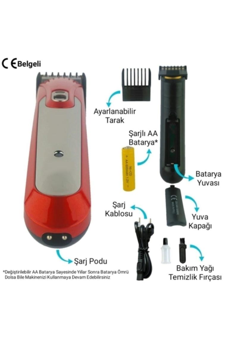 Jasper JPR-607 Profesyonel Şarjlı Saç Sakal Ense Bikini Bölgesi Tüy Kesme Tıraş Makinası