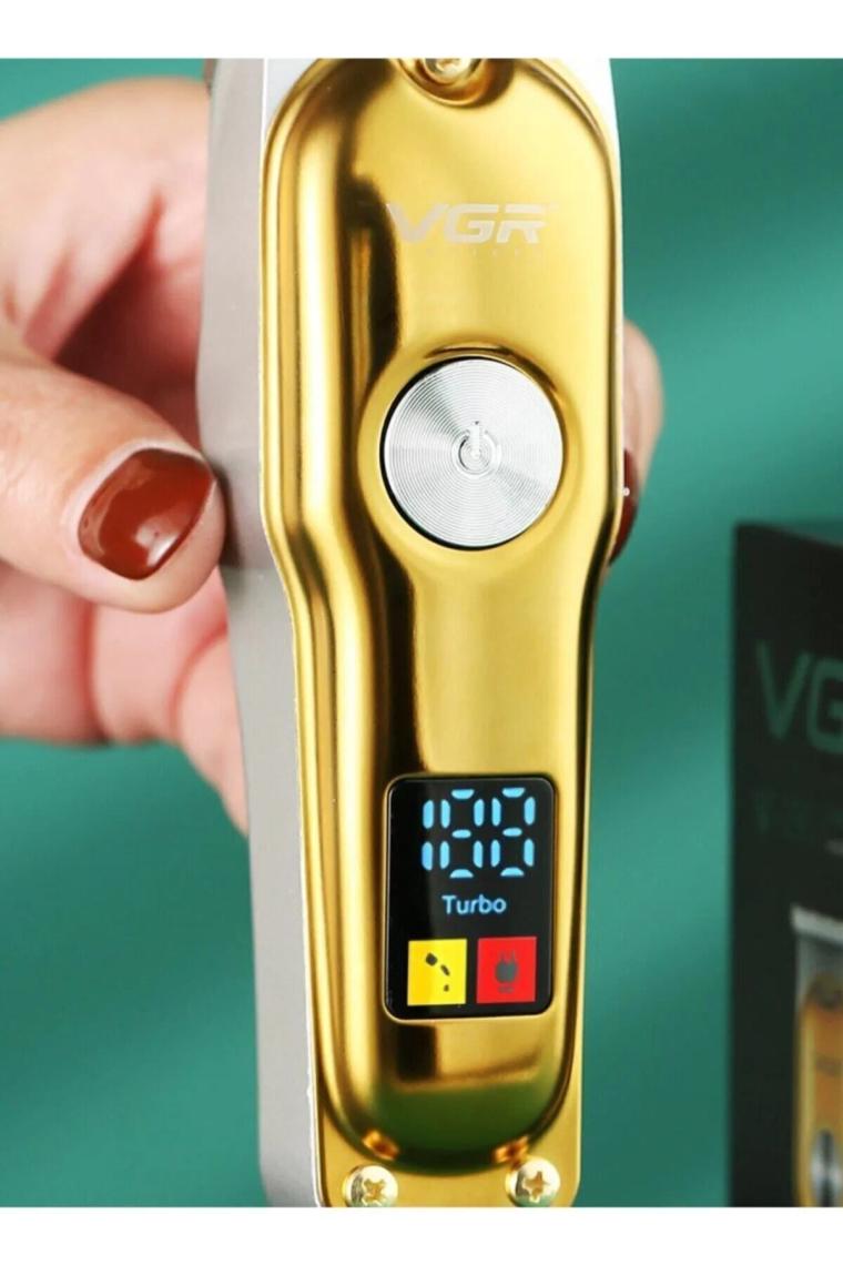 Gold Silver Vgr V-290 Saç Kesme Elektrikli Tıraş Makinesi LED Akıllı Ekran Taşınabilir Saç Kesme