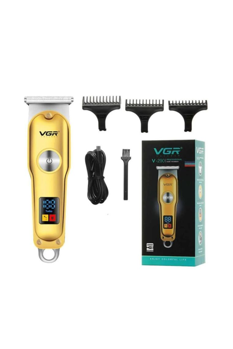 Gold Silver Vgr V-290 Saç Kesme Elektrikli Tıraş Makinesi LED Akıllı Ekran Taşınabilir Saç Kesme