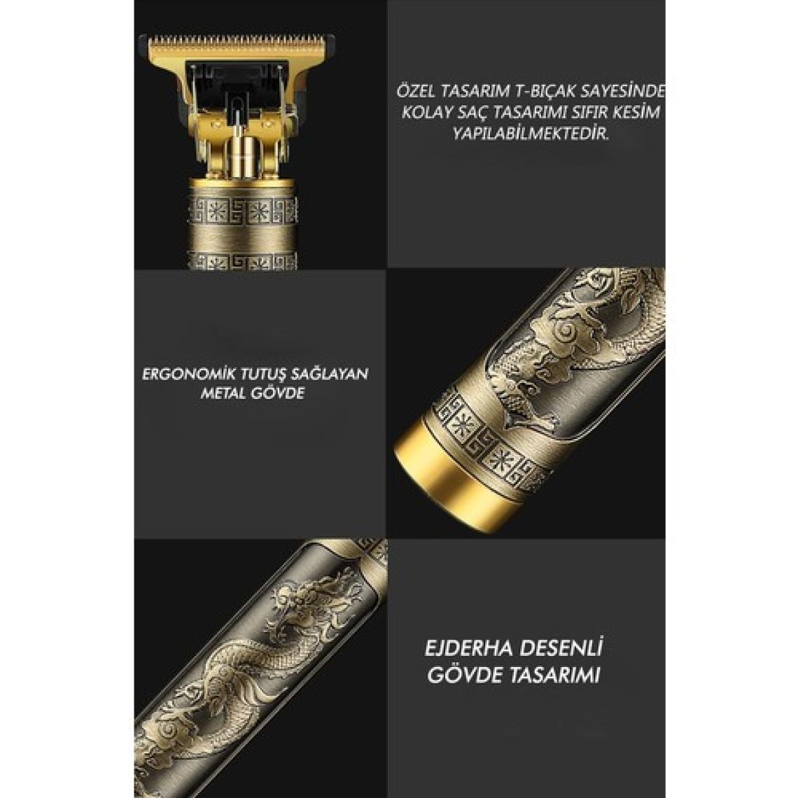 Jasper Metal Gövdeli T-Bıçak Saç Ense Sakal Çizim Lazer Epilasyon Öncesi Çizim Tıraş Makinesi