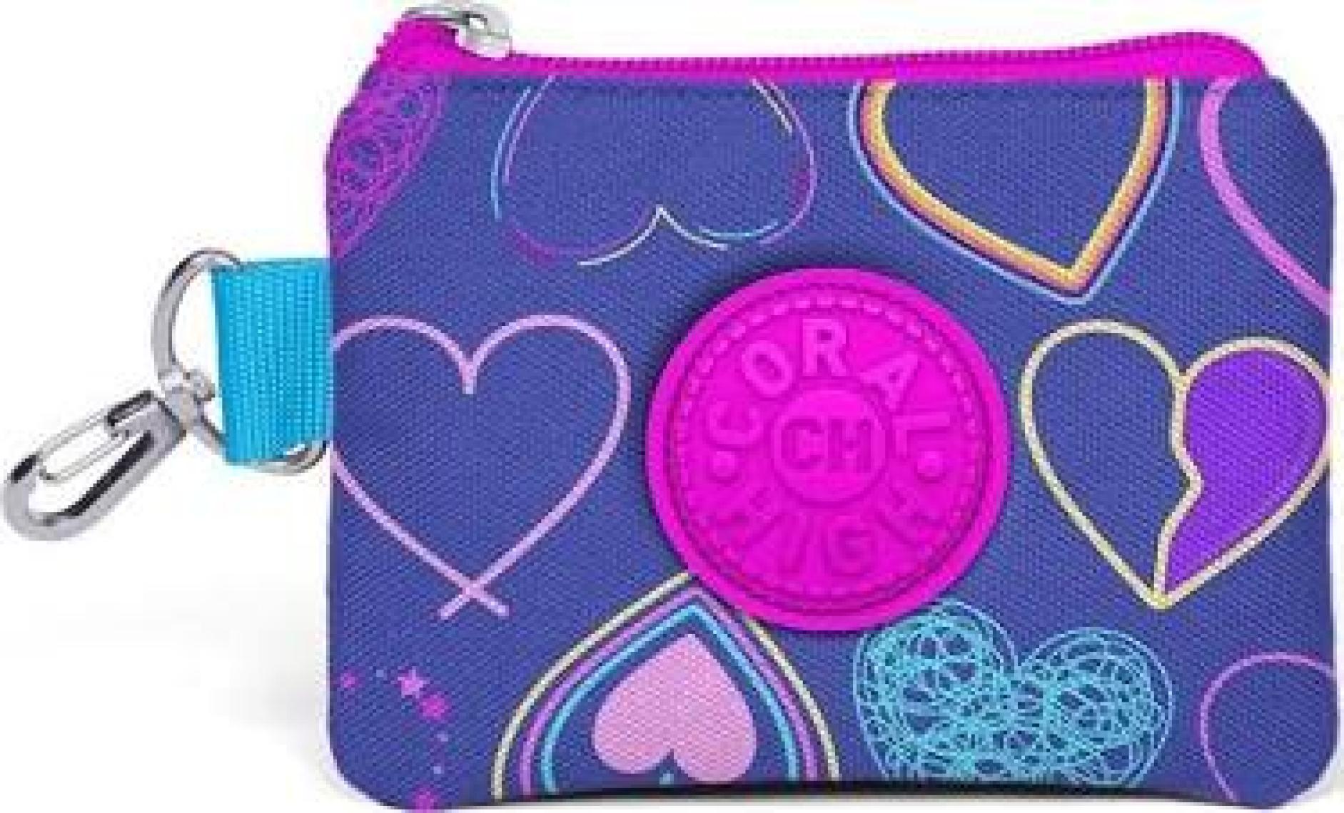 Coral High Kids Açık Pembe Lavanta Kalp Desenli Bozuk Para Çantası 21747