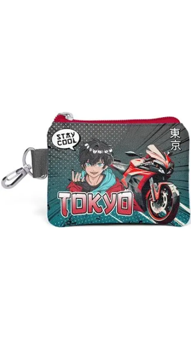 Coral High Kids Gri Nefti Anime Motorsiklet Desenli Bozuk Para Çantası 21893