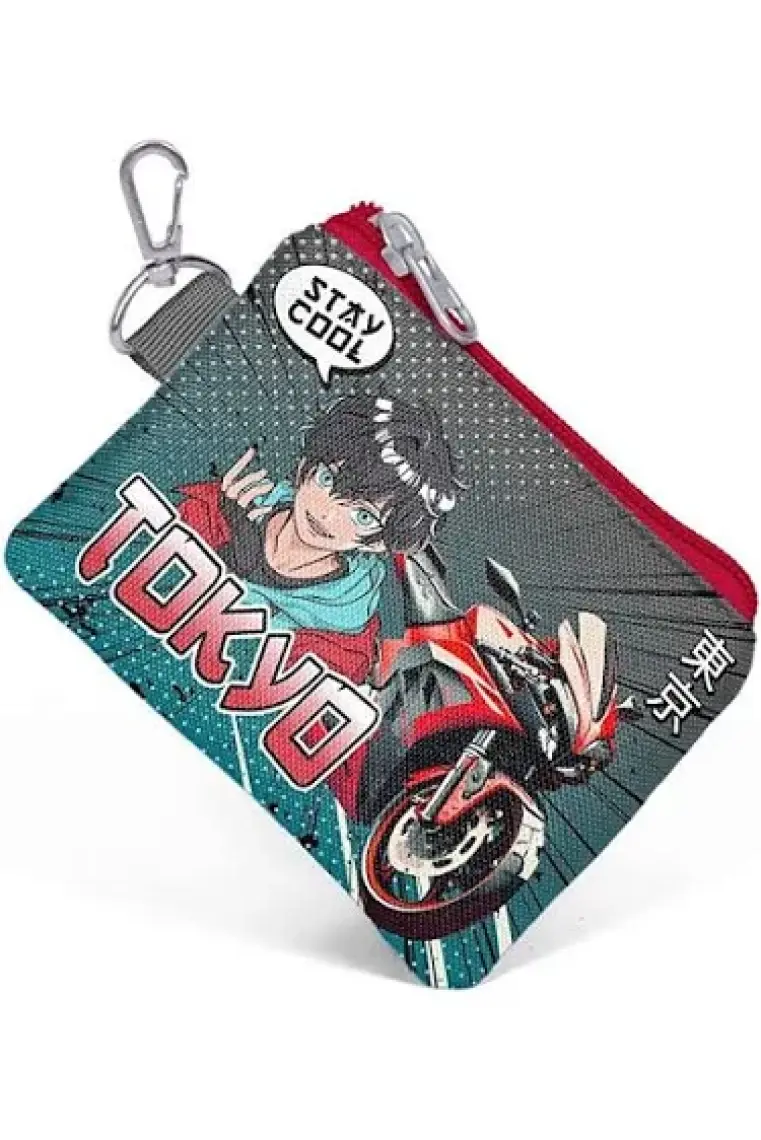 Coral High Kids Gri Nefti Anime Motorsiklet Desenli Bozuk Para Çantası 21893