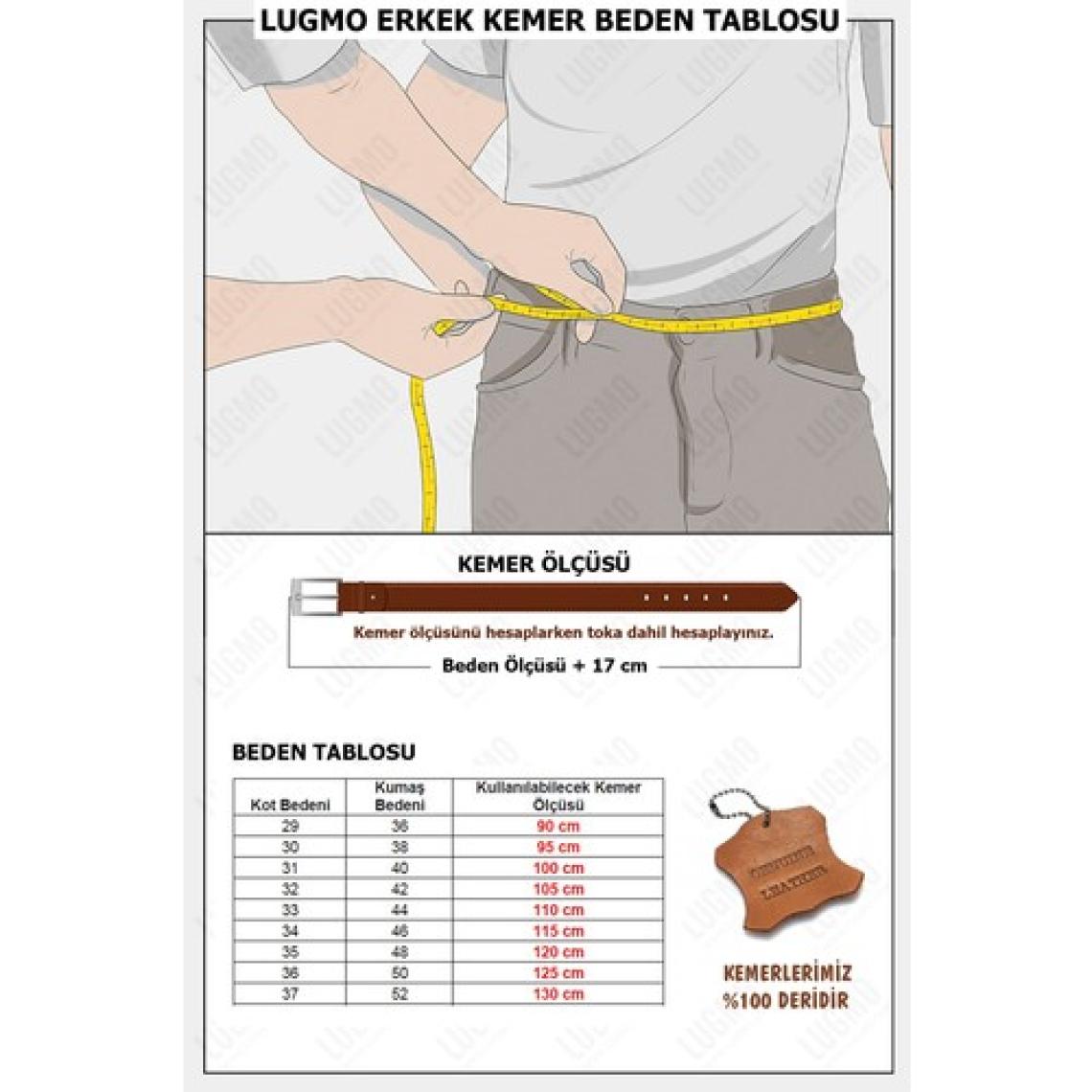 Lugmo Deri Erkek Kemer Bordo 4,5 cm Lugmo