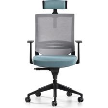 Bürotime Cozy Başlıklı Çalışma Koltuğu - Sabit T Kol - Plastik Ayak - Mint Yeşili/gri