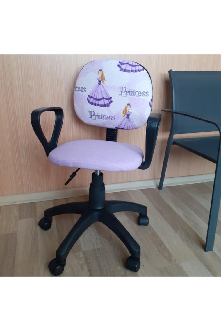 Depolife Çocuk Genç Odası Bilgisayar Çalışma Koltuğu Amortisörlü Tekerlekli Sandalye Penses Lila Renk