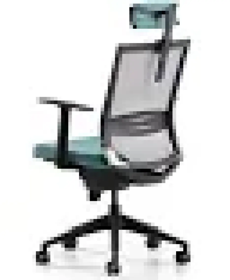 Bürotime Cozy Başlıklı Çalışma Koltuğu - Sabit T Kol - Plastik Ayak - Mint Yeşili/gri