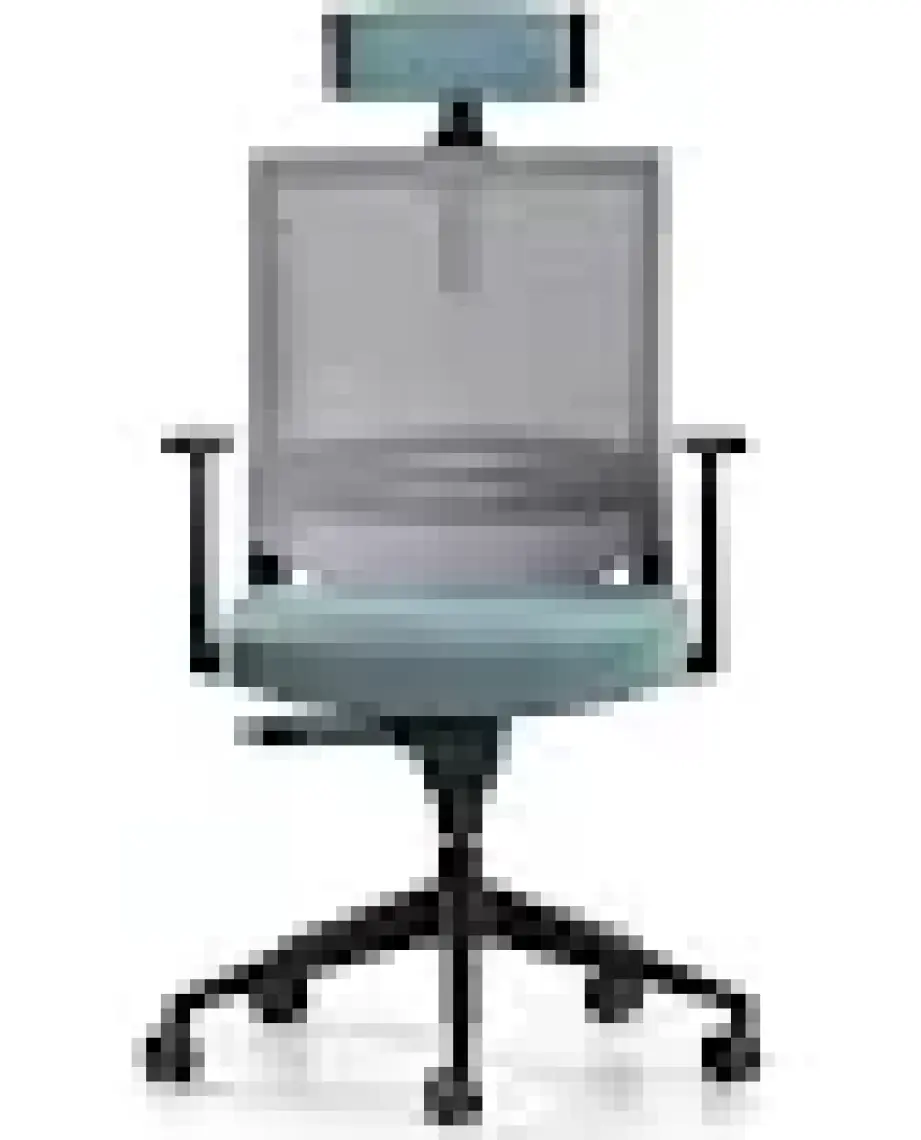 Bürotime Cozy Başlıklı Çalışma Koltuğu - Sabit T Kol - Plastik Ayak - Mint Yeşili/gri