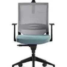 Bürotime Cozy Başlıklı Çalışma Koltuğu - Sabit T Kol - Plastik Ayak - Mint Yeşili/gri