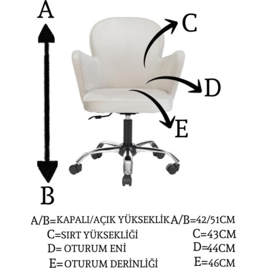 Markaelz Krom Metal Ayaklı Ofis Çocuk Odası Çalışma Sandalyesi (Ayarlanabilir) Kelebek