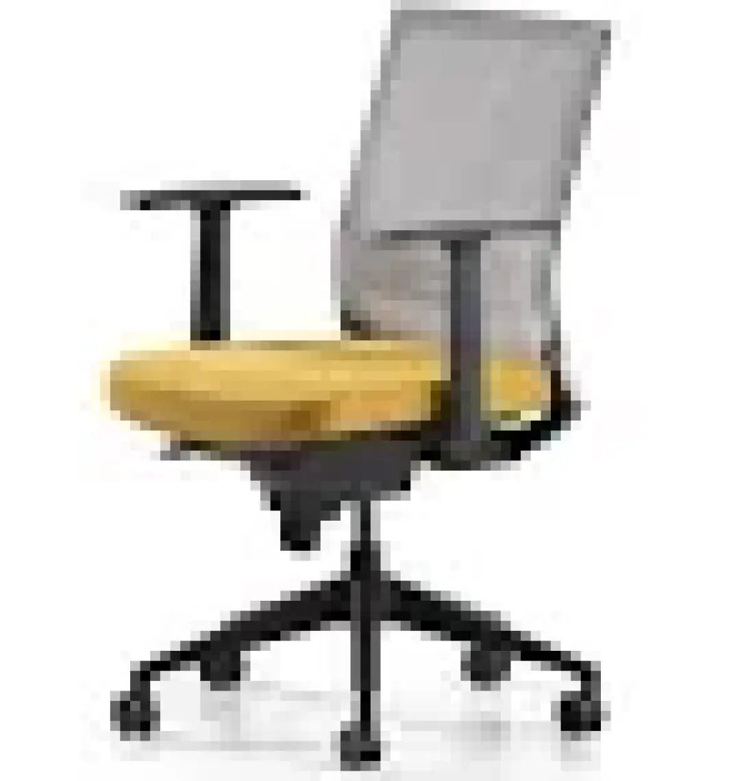 Bürotime Cozy Çalışma Koltuğu - Sabit T Kol - Plastik Ayak - Sarı/gri