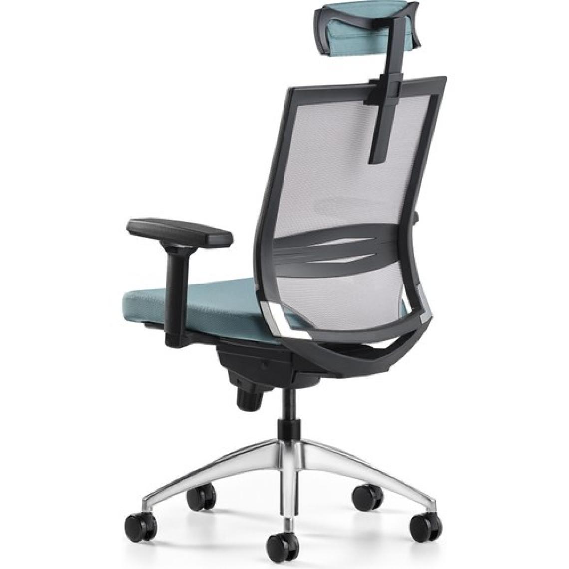 Bürotime Cozy Başlıklı Çalışma Koltuğu - 3D Kol - Alüminyum Ayak - Mint Yeşili/gri