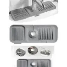 Panoramas Home Gri Silikon Esnek Su Tutucu Düzenleyici Kaydırmaz Abdest Matı Musluk Banyo Mutfak Organizeri